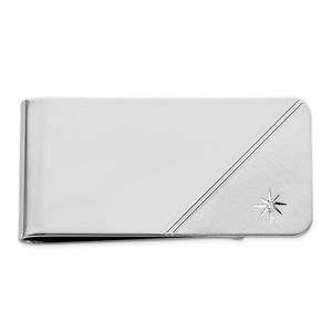 Rhodium-plated Kelly Waters Star .001ct. Diamond Men's Gifts Money Clip